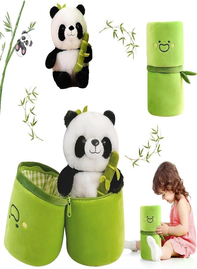 Kidology Panda Stuffed Animal Bamboo Panda Pillow Stuffed Panda Bear Plushies Panda Doll Gifts for Boys Girls Easter Bunny Stuffed Animal Cute Rabbit Plushie (Small, Panda), Green - Image 1